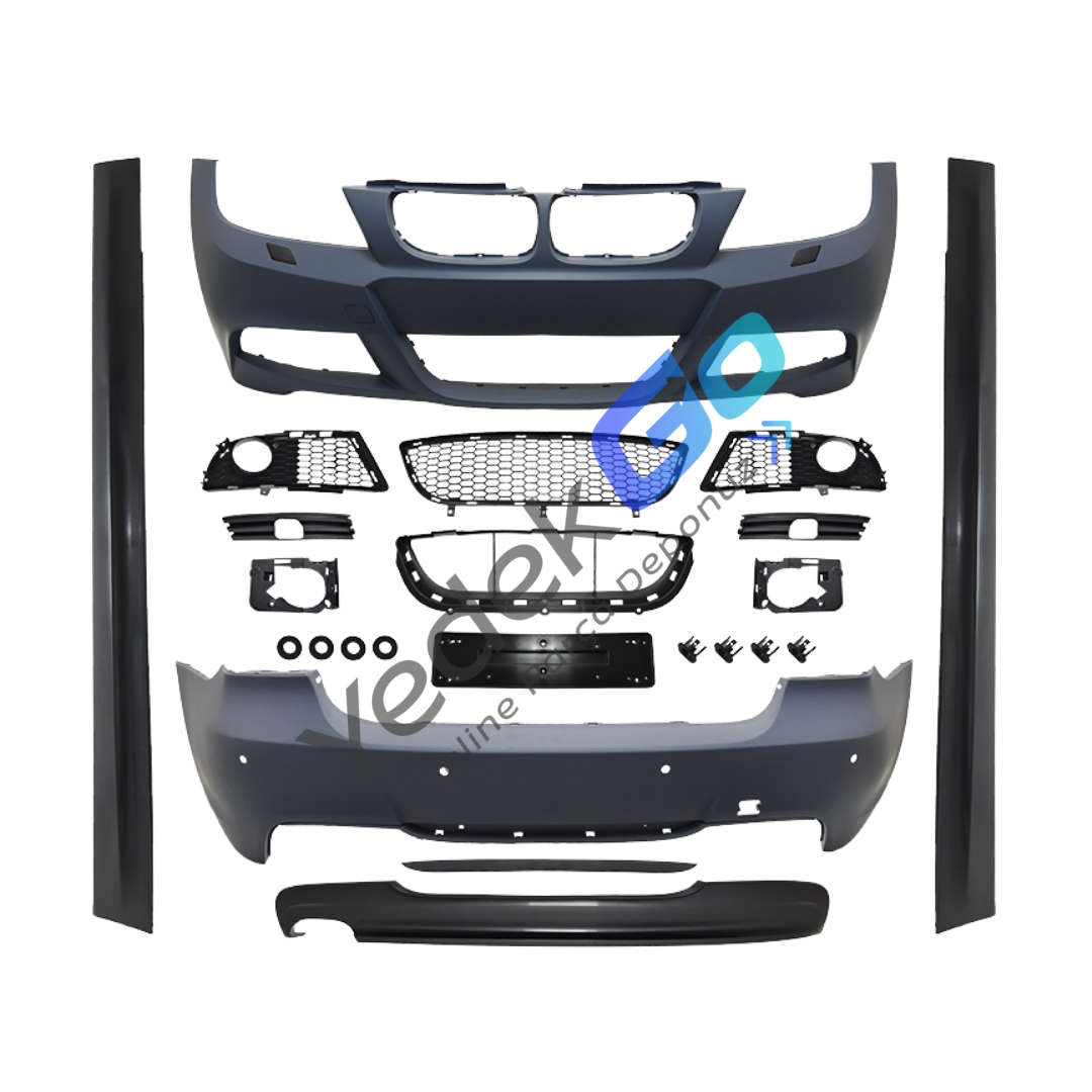 BMW 3 Serisi E90 LCI (2008-2011) M-Tech Style Body Kit – Park Sensörlü, Tek Egzoz Çıkışlı, Far Yıkamalı