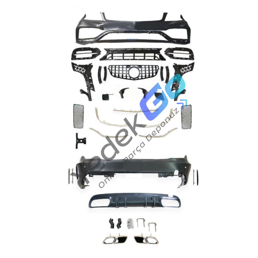 Mercedes W204 Serisi (2011-2013) W205 AMG Style Dönüşüm Body Kiti –  Park Sensörlü, Çift Egzoz Çıkışlı, Sis Kapaklı
