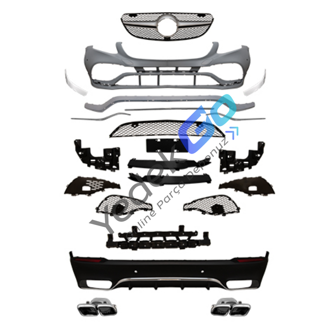 Mercedes C253 Serisi (2015-2022) AMG GCL 63 Style Dönüşüm Body Kiti – Panjurlu, Park Sensörlü, Çift Egzoz Çift Çıkışlı, Sisli Kapaklı