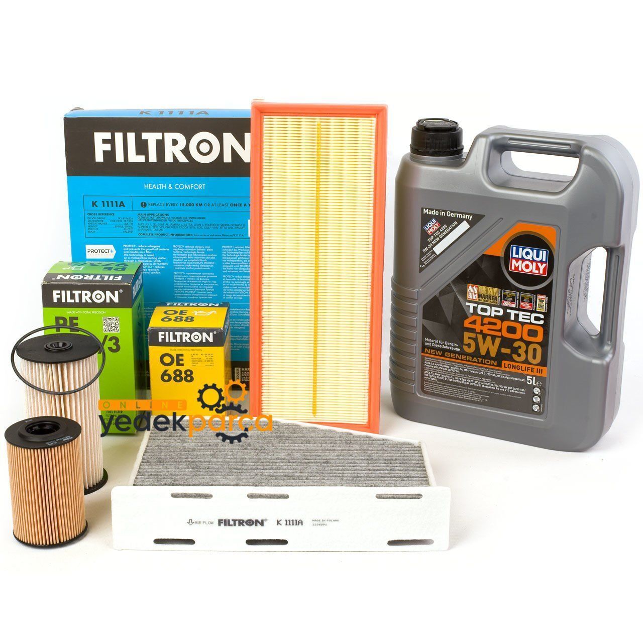 Audi A3 1.6 TDI Bakım Seti Filtron Marka / Liqui Moly 5w30 5 Litre Motor Yağlı