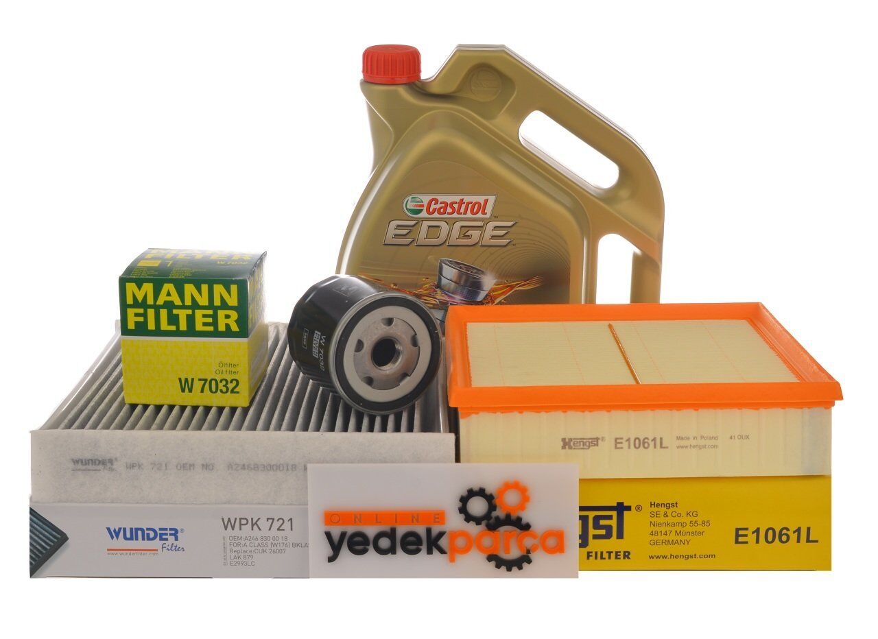Mercedes W117 Kasa CLA 180d Periyodik Bakım Filtre Seti Castrol Yağ
