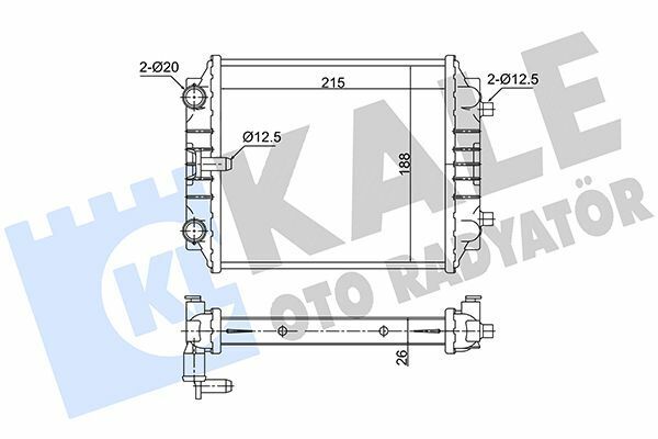Motor Su Ek Radyatörü Sağ A1 A3 Golf VII Jetta Passat Leon Superb 13- [Brazıng] [215X188x26]