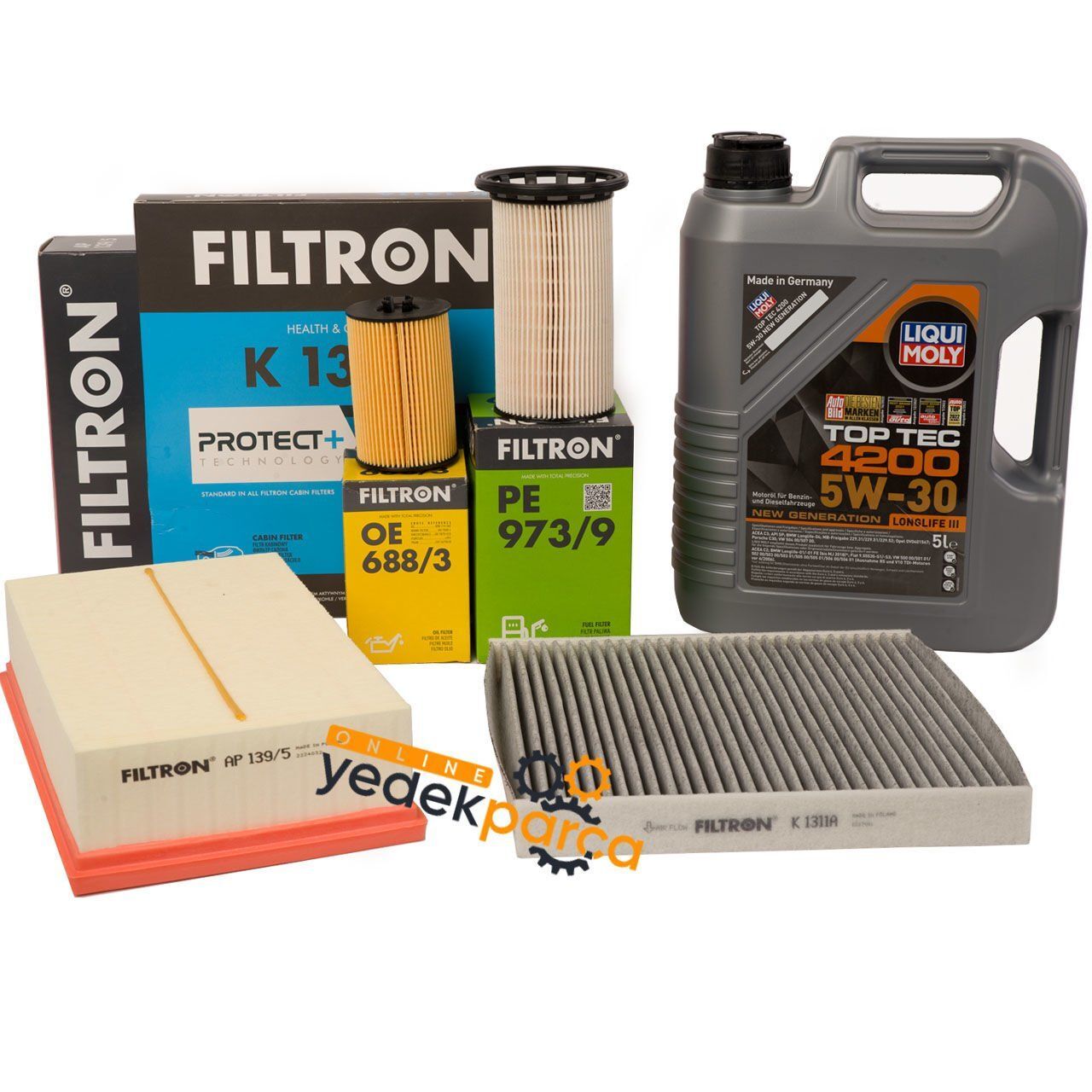 Volkswagen Golf 7 1 6 Dizel Periyodik Bakım Filtre Seti Filtron Marka / Liqui Moly 5w30 5 Litre Yağlı