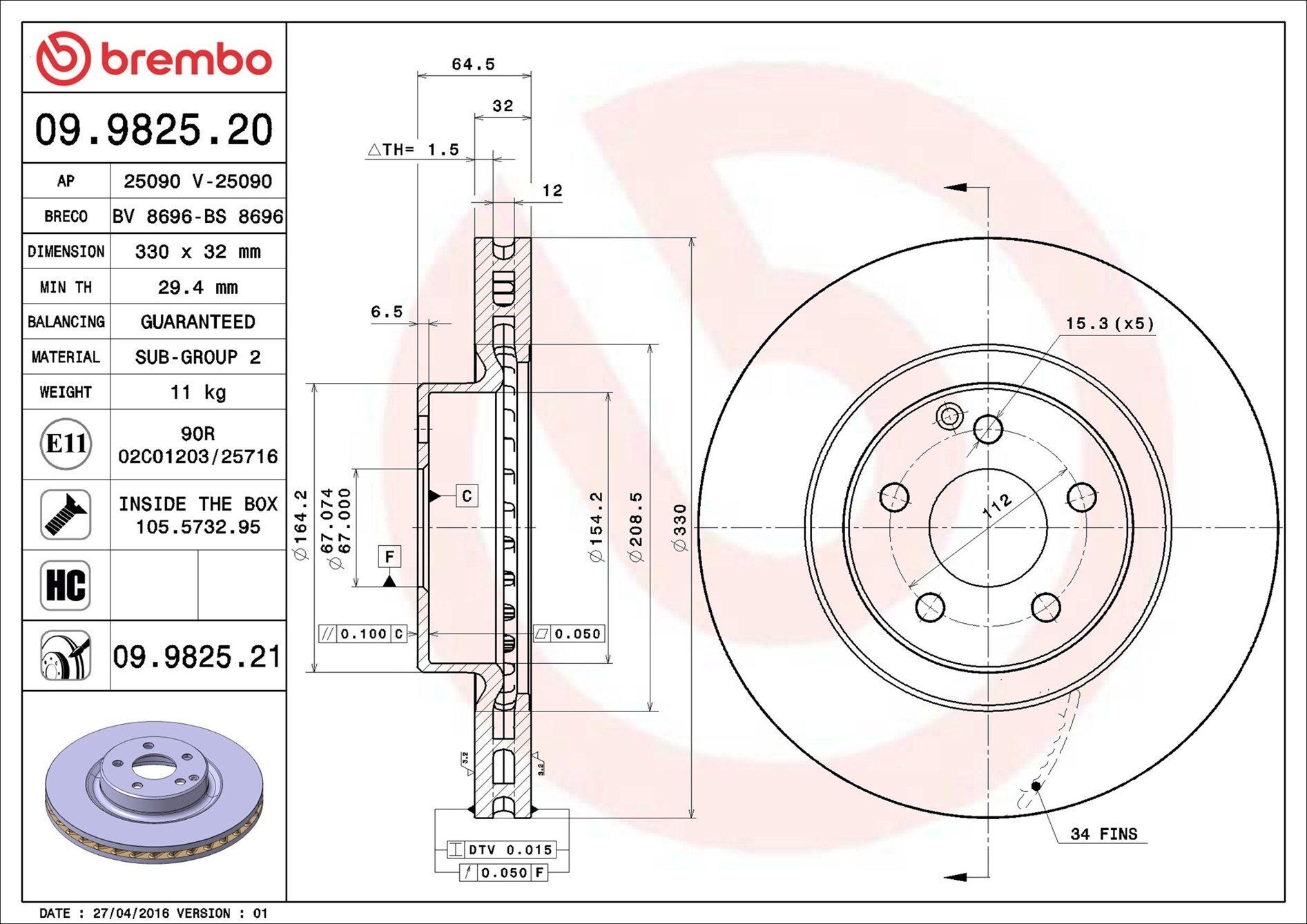 Mercedes Fren Diski Ön UV Coated 211 / 204 / 219 E 350 / 400 / 500 / Gla