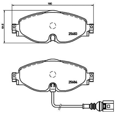 Ön Fren Balatası-Kablolu- VW Caddy 16-Golf 13-T-Roc 18-Audi A3 13-Seat Leon 13-Skoda Octavia 13 -