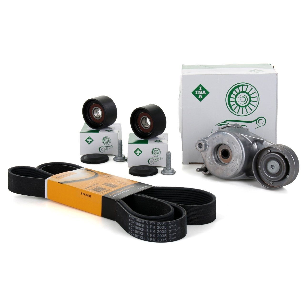 Mercedes W164 Kasa ML 350 CDI V Kayış Gergi Rulman Seti 8PK2035, 532055910, 534028810