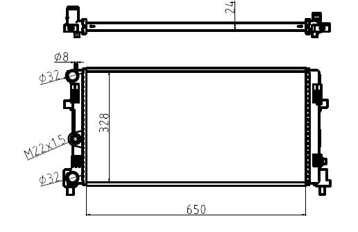 Su Radyatörü Brazing-650×328×24 VW Polo 10-20 Audi A1 11-14 Seat Ibiza 09-17 Skoda Fabia 11-15